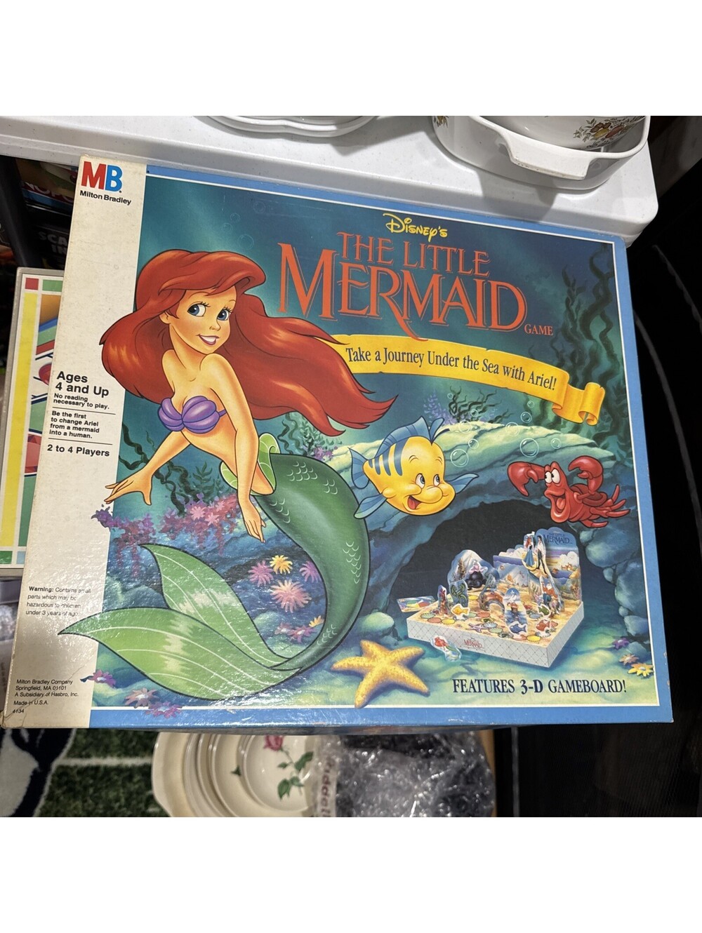 VINTAGE Disney The Little Mermaid 3D Board Game COMPLETE Milton Bradley Ariel